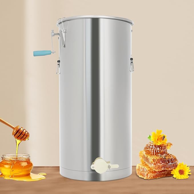 Electric Honey Extractor, Stainless Steel Beekeeping Extractor Equipment, Honeycomb Drum Spinner with Adjustable Stand for Beekeeping Starter Harvest Honey