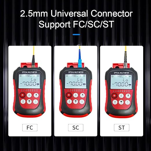 Fiber Optic Cable Tester Portable Optical Fiber Power Meter FC/SC/ST Universal Interface Integrated OPM, VFL, and RJ45 Functions (OPM-VFL-3)