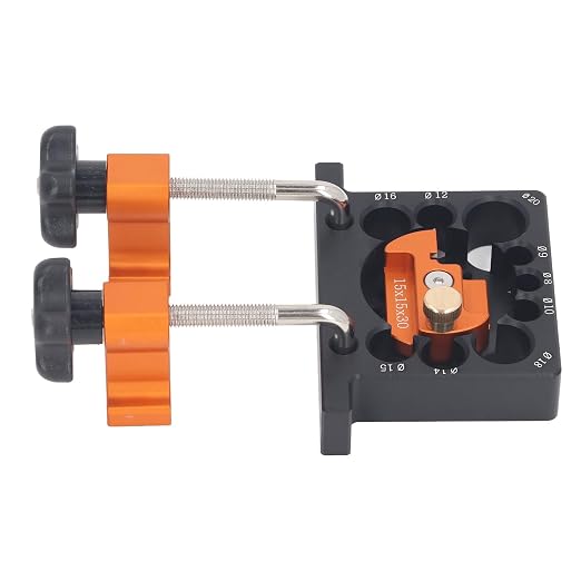 Adjustable Dowel Maker Jig Kit Electric Drill Milling Tool for Woodworking Mortise Tenon 9 Holes 8-20mm Aluminum Alloy Carbide Blade Round Rod Includes Wrench Fixing Clips Screws