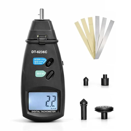 2-in-1 Digital RPM Tachometer Gauge, AIOMEST Non-Contact Laser Photo Tacómetro 2.5~99,999RPM, Contact Tester 0.5~19,999 RPM, RPM Meter for Engine, HVAC Motor, Drone propellor Speed