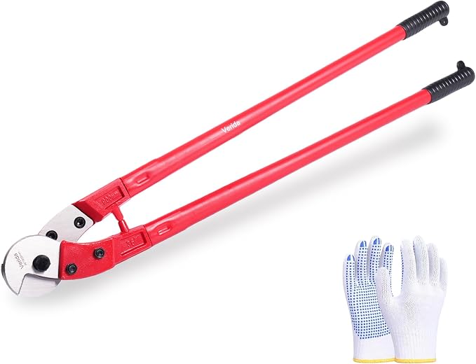 Verida Wire Cutters 36 inch, Industrial-Grade Heavy Duty Wire Rope Cutter, Chrome Vanadium Steel, Hardness 65 HRC. for Stainless Steel Wire and Hard Wire Ropes, Red