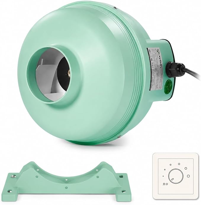 4 inch EC Radon Mitigation Fan 4" – 250 CFM Ultra-Quiet Inline Duct Fan, IP67 Waterproof, Electronically Commutated Energy-Efficient Motor – Indoor/Outdoor Radon Exhaust System