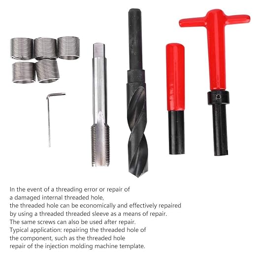 Thread Repair Tool Kit,10Pcs M18x1.5mm Stainless Steel Twisted Drill Tap Wrench Threaded Insert Tap Insertion Tool for Damaged Thread Repair