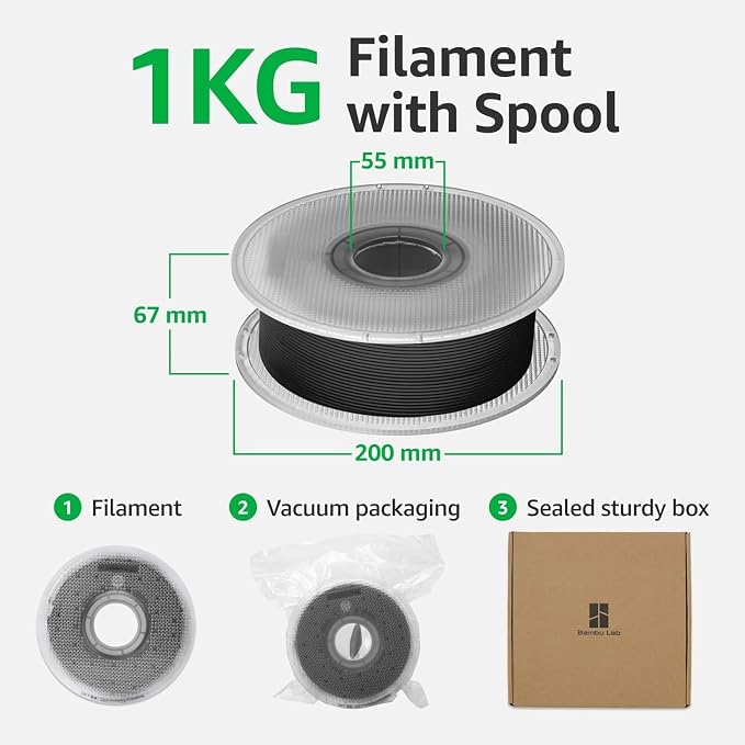 Bambu Lab PLA Silk+ Filament 1.75mm 1kg Spool - PLA 3D Printer Filament, Smooth Finish, Low Warp, Easy to Print, Compatible with Bambu Lab & Most FDM 3D Printers - Baby Blue (13603) - Spool