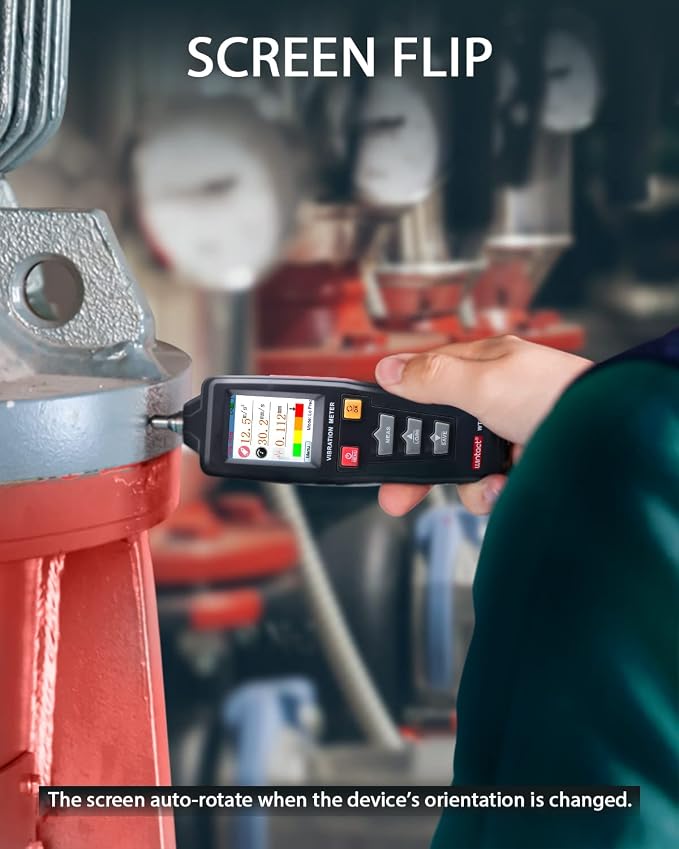Wintact Handheld Digital Mechanical Vibration Meter, 0.01~199.9mm/s, Mechanical Vibration Analyzer Tester Gauge, Acceleration, Velocity, Displacement Measurement for HVAC, Motors, Engines, Generator