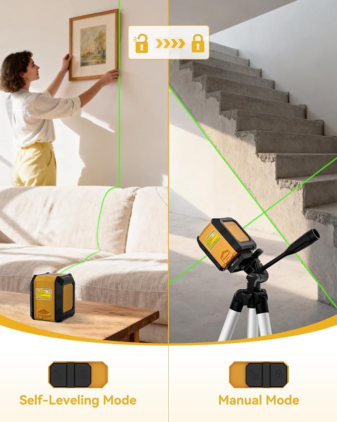 Nikotek Laser Level with Tripod, Self-Leveling Green Beam Horizontal and Vertical Cross-Line Laser for Home Decoration Carrying Pouch, Battery Included
