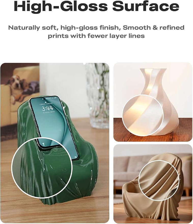 Creality PETG 3D Printing Filament 1.75mm, Excellent Toughness High Precision, Odorless Non-Toxic Moistureproof, 1kg(2.2lbs) Glossy PETG Filament for 3D Printer (Transparent)