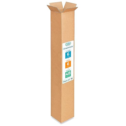 Tall Moving & Shipping Boxes 6x6x48 inches (10-Pack) - Extra Strength 200 lb vs Regular - USA-Made Corrugated Durable Packing Boxes - Cardboard Box Moving Stuff - Eco Shipping Box by IDL Packaging