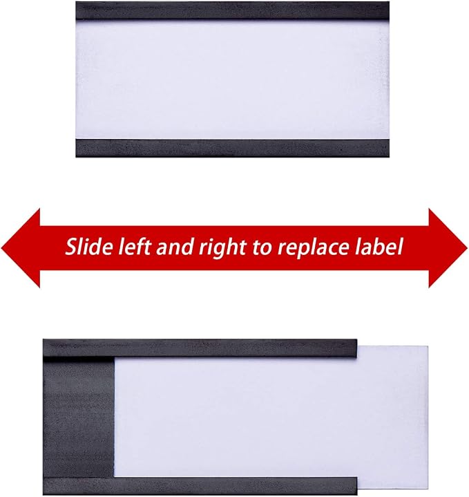 200 Pieces Magnetic Label Holders with Magnets Magnetic Data Card Holders with Clear Plastic Protectors for Metal Shelf, Whiteboard (1 x 2 Inch)