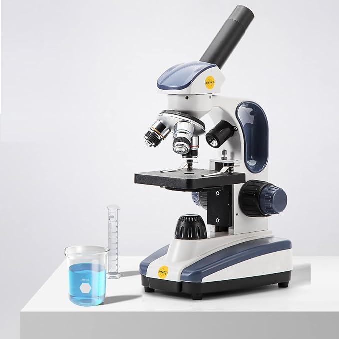 SWIFT Compound Monocular Microscope SW200DL with 40X-1000X Magnification, Dual Light, Precision Fine Focus, Wide-Field 25X Eyepiece and Cordless Capability for Student Beginner