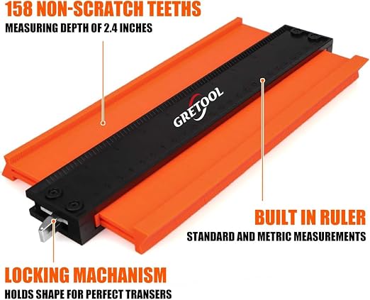 Contour Gauge (10 inches) Contour Tool with Adjustable Lock, Precise Shape replicator, Household Tool, Woodworking Tool, Christmas Gift (GTL-10)