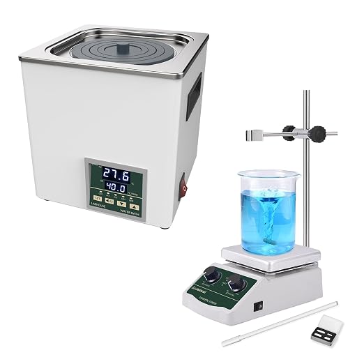 Lab 300℃/ 572℉ 2000 RPM Magnetic Stirrer Hot Plate 2L W/Support Stand & Lab Lab Water Bath Digital LWB-1 Thermostatic Heater Electric Heating Devices Stainless Steel Liner 3L Capacity 1 Selectable Op
