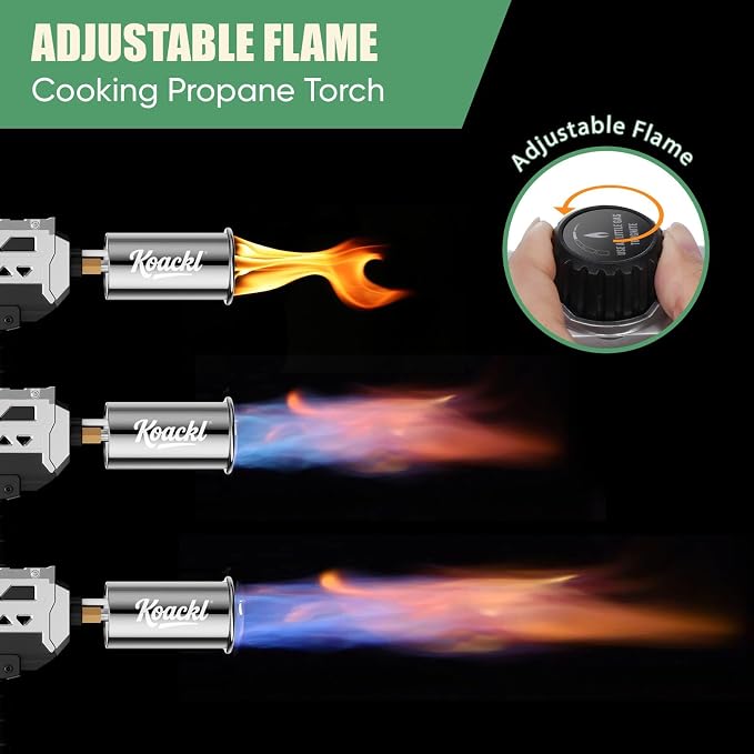 KOACKL Powerful Propane Torch Gun, Kitchen Torch with Adjustable Flame, Flamethrower Blow Torch Gun, Gas Welding Kits for BBQ, Searing, Camping & Charcoal Torch Lighter(Tank Not Included)
