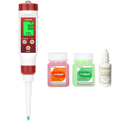YINMIK Digital pH Meter for Food Fermentation with pH Calibration Solution | Spear Tip Food pH Tester Fermentation, Hot Sauce Canning, Cheese Cooking Sourdough Bread, Water Resistant, Solid and Water