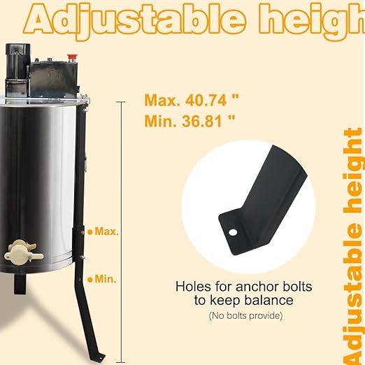 BeeCastle 4/12 Frame Electric Honey Extractor Stainless Steel Honeycomb Drum Spinner Extractor, Beekeeping Extraction Equipment (4 Deep Frames)