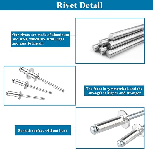 780pcs Pop Rivets with Washers Assortment Kit,14 Sizes Pop Aluminum Rivets(3/32 1/8 5/32 3/16 1/4 inch) and 4 Sizes washers,Assorted Blind Rivets for DIY/Automotive Repairs/Furniture with Box