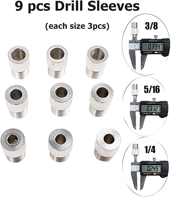 Self Centering Doweling Jig Woodworking Joinery Hole Drill Guide with 1/4 5/16 3/8 Inch Positioner Locator Tool Red Wave Hardware Precise Punch Drilling Jig Kit