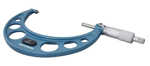 Accusize Industrial Tools Outside Micrometer, 4-5", EG00-0005 | 4-5", Ultra-Precision, Carbide Tipped, M-Type, Resolution 0.0001", Ratchet Friction Thimble, Solid Storage Case
