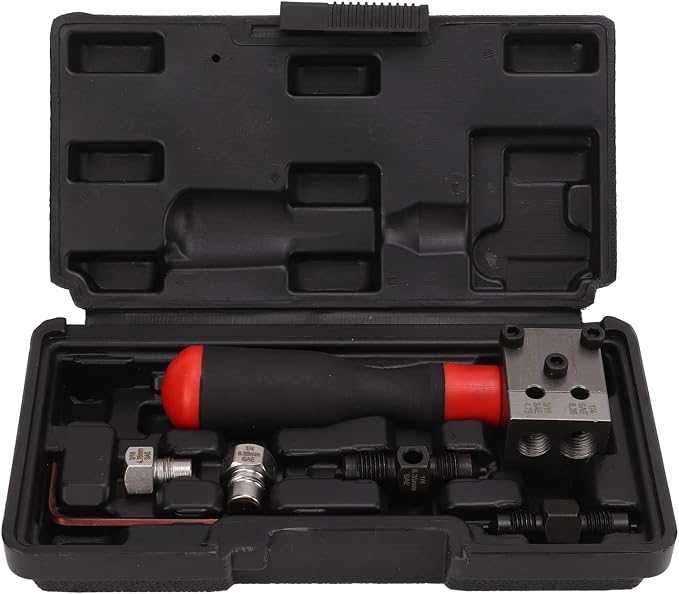 3/16 & 1/4 Brake Line Flaring Tool Kit, Copper Tube Single Double Tube Shaping Tool for Auto Repair, Tubing Flaring Tool, Universal Brake Line Tool for Confined Spaces