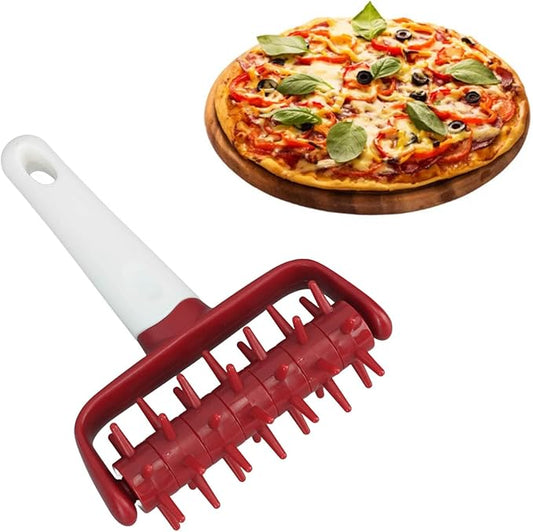 Plastic Pizza Dough Docker, Prevent Blistering Pizza Aerator Dough Dockers Press Time Saver Pastry Roller with Spikes for Home & Commercial Kitchen (Red)