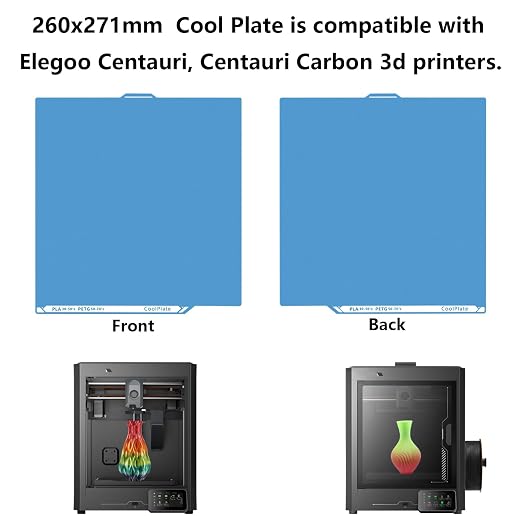 Ceantauri Dual Side Low Temperature Cold Printing Build Plate, 3D Printer Double Sided Textrued Platform with Identification Code for Elegoo Centauri Carbon 260x271mm