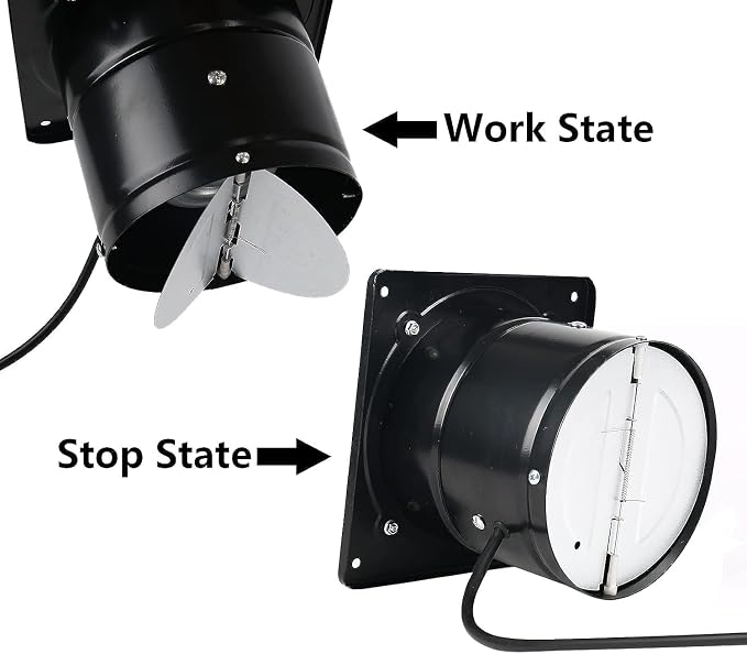 14 Inch Exhaust Fan with Plug, Through-the-Wall Ventilation Fan with Light Weight Pure Copper Motor, for Laundry Room, Toilets, Garage, and Shopping Mall, 110V (14 inch, black)