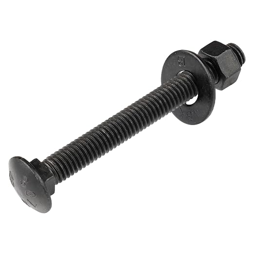 3/8" x 4" (25 Pack) Black Carriage Bolt Kit, Grade 307A, Ceramic Coated for Exterior Use, 2X Rust Resistance of Galvanized by Makers Bolt