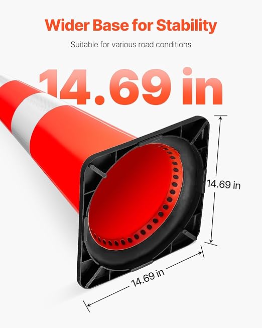 VEVOR Safety Cones, 8 Pack 30" Traffic Cones, PVC Orange Construction Cones with Reflective Collars and Black Weighted Base, for Traffic Control, Driveway Road Parking and School Improvement
