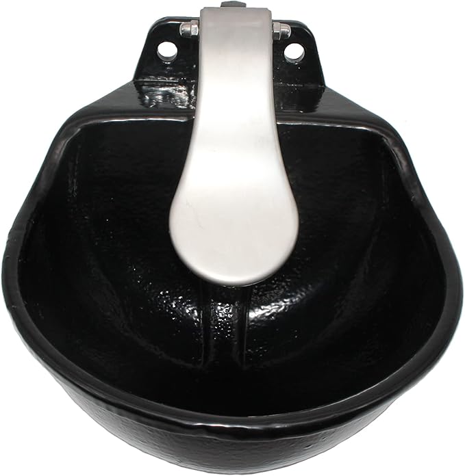 Automatic Livestock Water Bowl, Cast Iron Push Paddle Waterer for Cattle, Horse, Goat & Pig, Heavy Duty Outdoor Metal Automatic Drinking Bowl, 0.55 Gal