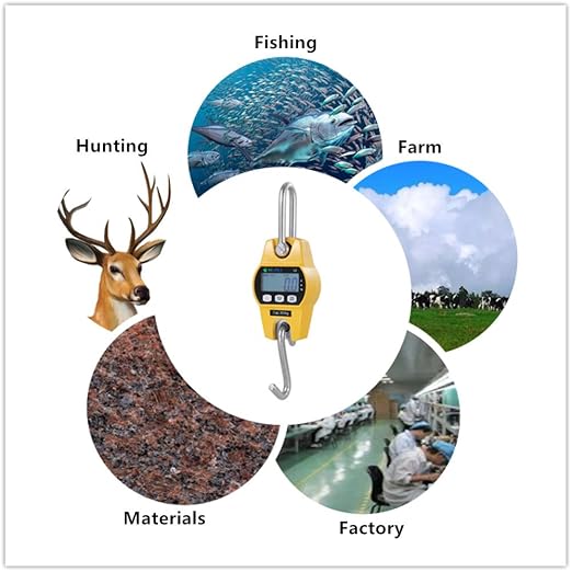 Klau Mini Hoist Yellow Crane Scale 300 kg / 600 lb | Industrial Heavy Duty, Digital Hanging Scales, For Home Farm Factory Hunting