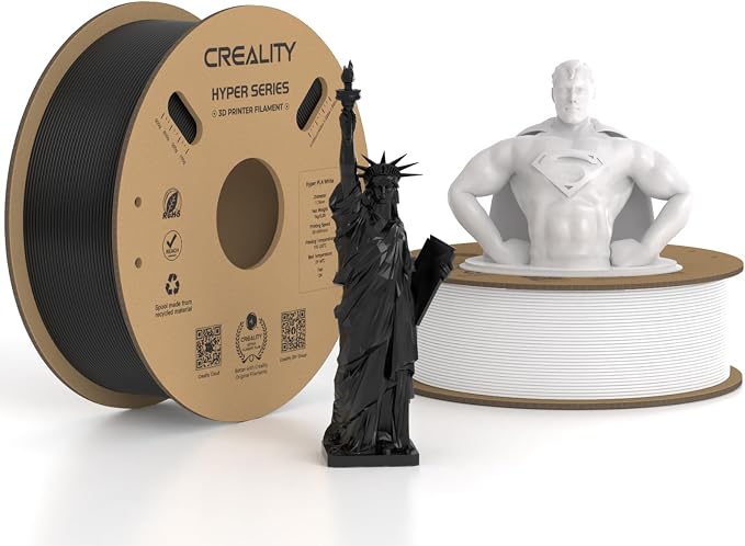Official CREALITY Hyper PLA Filament 1.75mm Black & White 2KG, 30-600mm/s High Speed PLA Rapid 3D Printer Filament, 2 Pack 1kg Spool(2.2lbs), Dimensional Accuracy +/-0.02mm, Fit Most FDM 3D Printer