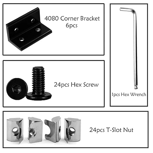 4080 Corner Bracket Connector Set for 4080 8080 Aluminum Extrusion Accessories 6Set(Black L)