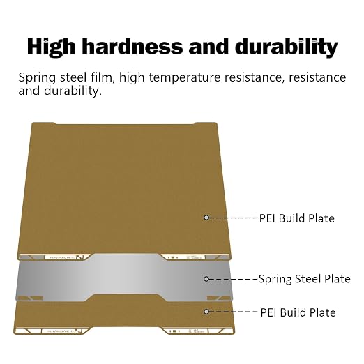 H2D/H2S Double Sided Textured Build Plate for Bambu Lab 3D Printer (Gold) | 355x346mm PEI Sheet, Spring Steel Flexible Platform, Glue-Free Printing Heated Bed, Strong Adhesion, Resists Warping