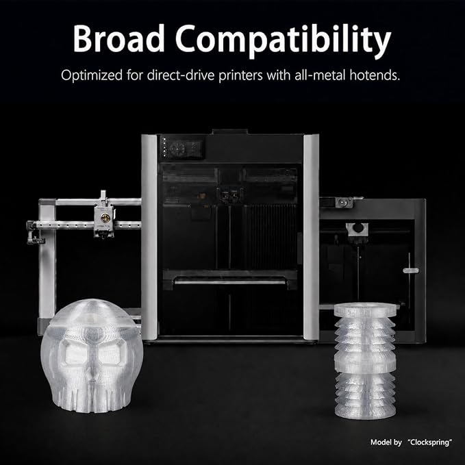 Siraya Tech Flex TPU Filament - 85A Shore, ISO 10993, High Flexibility & Toughness, High Flow & Speed, Easy to Print, Moisture-Resistant Aluminum Bag - Ideal for Footwear, Protective Gear (Clear, 1kg)