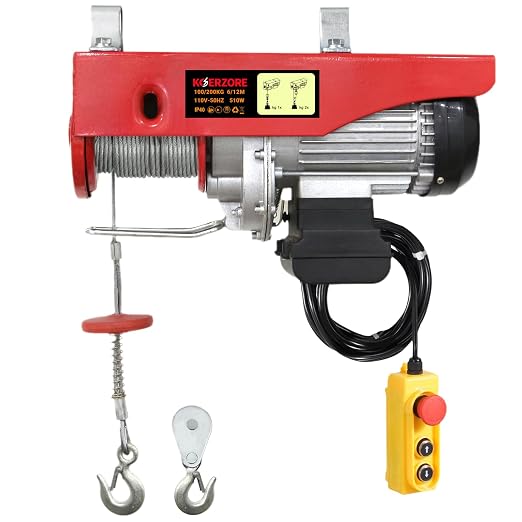 440 Lbs Electric Hoist Winch with 14 ft Wired Control - 110V Electric Winch with 40ft Lift Height for Garage, Warehouse, ATV, Engine Hoisting, Furniture & Drywall Lifting