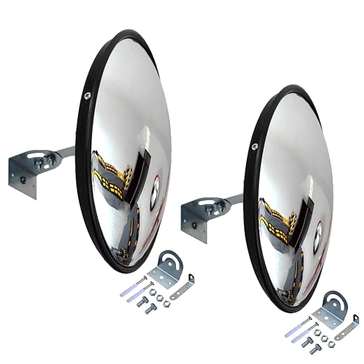 18" Convex Mirror, 2 Pack Security Mirror for Garage, Warehouse, Blind Spot, Office and Traffic Security, Safety Mirrors Indoor Outdoor