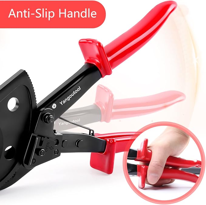 Yangoutool Ratcheting Cable Cutters up to 400mm² /Φ22.5mm/Φ0.89 inches Heavy Duty Aluminum Copper Ratchet Wire Cutter for Cutting Electrical Wire