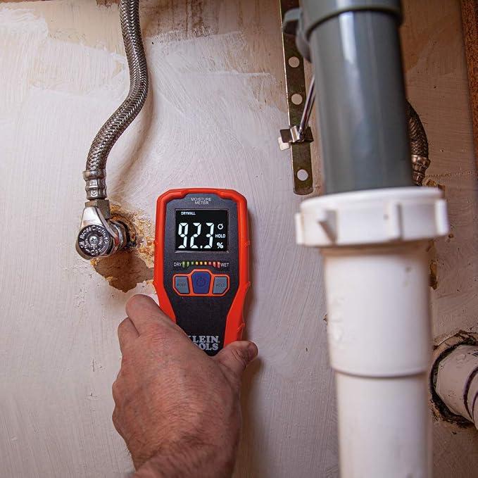 Klein Tools IR5 Dual Laser 12:1 Infrared Thermometer & ET140 Pinless Moisture Meter for Non-Destructive Moisture Detection in Drywall, Wood, and Masonry; Detects up to 3/4-Inch Below Surface