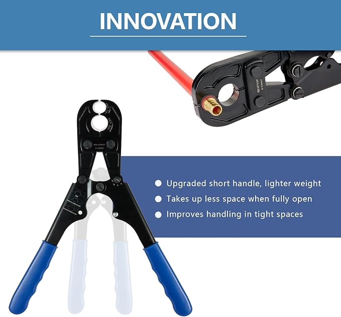 PEX Crimping Tool,1/2Inch,3/4Inch Combo Crimp Copper Rings Tool, Conforms to ASTM F1807 Standards,with Go-No-Go Gauge &Cutter(TOOL013)