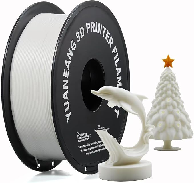 PLA 3D Printer Filament 1.75mm, 1kg Spool, ±0.03mm Precision, Low-Warp & Easy Printing, White