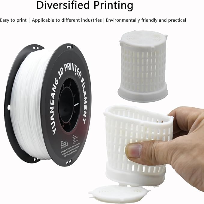 TPU 3D Printer Filament 1.75mm White, 1kg Spool, Flexible & Durable TPU Material (Shore 95A), High Elasticity, Impact-Resistant, Wear-Resistant, ±0.03mm Precision