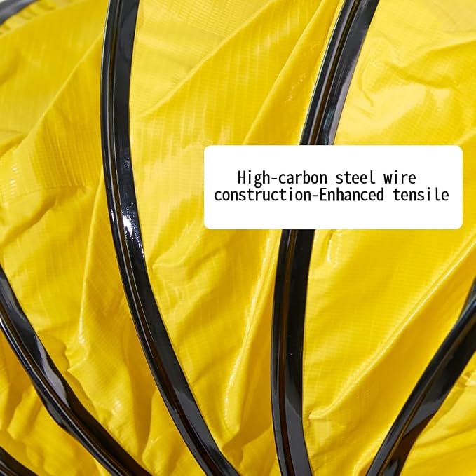 16ft Ducting Hose PVC Flexible Duct Hosing with Connecting Belt & D-Shaped Rings for 16inch Utility Blower Ventilation Fan Exhaust Fan (16in x 16ft)