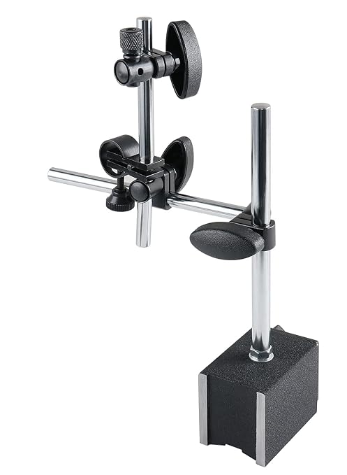 Accusize Industrial Tools 220 lbs Pull Super-Pull Magnetic Base for Industrial Precision Indicators, P900-S303 | On/Off Switch, V-Groove Bottom, Multiple Posts, M8 x 1.25 mm Tapped Hole, 2.95" x 1.96" x 2.16"