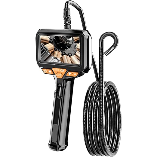 Two-Way Articulating Borescope with LED Light, Industrial Endoscope Camera with Articulated Probe, 4.3'' Screen, Scope Inspection Camera for Automotive Engine Inspect (8.5mm Probe)