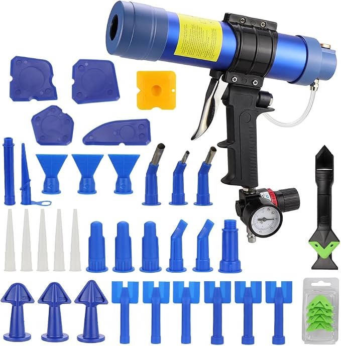 Air Sealant Gun 10 oz/310 ml,Pneumatic Caulking Gun,Silicon Sealant Nozzle Glass Rubber Grout Construction,Applicator Glass Gluing Tool