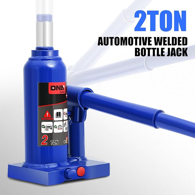 DNA Motoring 2 tons / 4409 lbs Lifting Automotive Welded Hydraulic Bottle Jack for Repair Vehicle, Pickup, Truck, w/Manual Handle, Blue, TOOLS-00347