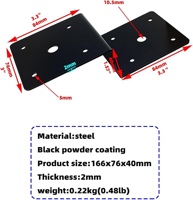 8 Pcs 2" Post to Beam Z Tie Plate Metal Bracket,Deck Joist Hanger Hurricane Ties Plate Fit 2x4 Cross Joist and 4x4 Post Trusses Wood Timber Connectors Table top Fasteners ,Thickness 2 mm,Black