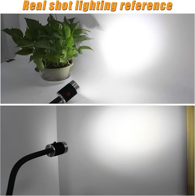 12T Magnetic Work Light, Led Machine Light, 23inFlexible Gooseneck lamp with Strong Magnetic Basefor Lathe Milling Drill Press Industrial Lighting 120V