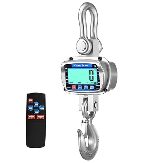 Digital Crane Scale 11000 lbs/5000kg/5T Measurable Temperature and Humidity Industrial Heavy Duty Hanging Scale with Remote Control LCD Screen for Construction, Factory, Farm(Silver)