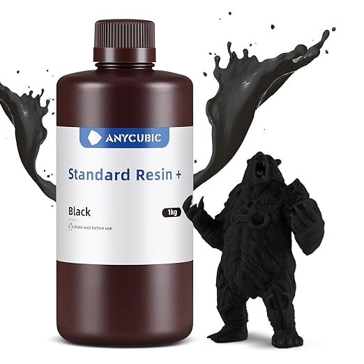 ANYCUBIC Upgraded Standard 3D Printer Resin, 405nm SLA Fast UV-Curing Resin, High Precision & Rapid Photopolymer for 8K Capable LCD/DLP/SLA 3D Printing (Black, 1000g)